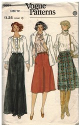 9881 VOGUE CENTRE PLEAT A-SKIRT LENGTHS PATTERN 24''  or 26.5" WAIST choice